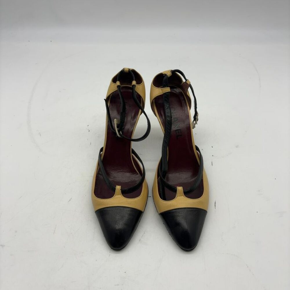 CHANEL Cap Toe Mary Jane CC Buckle Heels Pumps